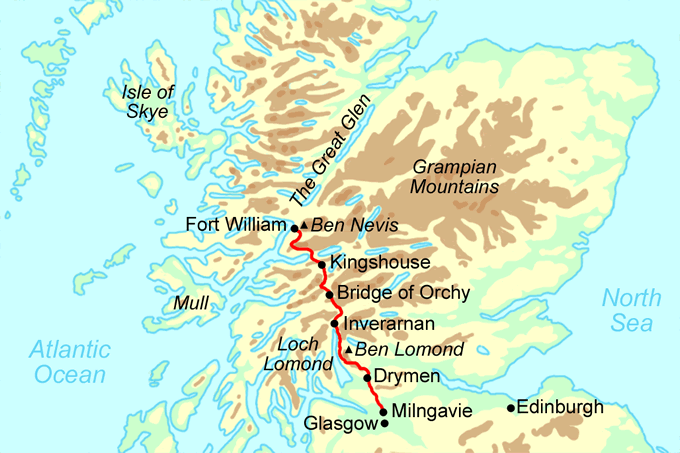 West Highland Way Trail Running map